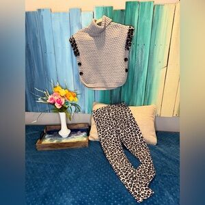 Aspen Rise Gray and Black Leopard Print Leggings and Sweater Set